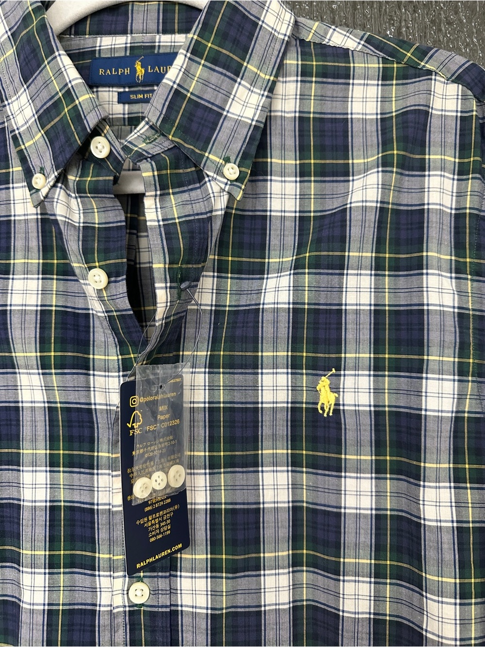 Ralph Lauren Slim Fit Plaid Button Down Shirt Men’s Medium NWT Cotton - Picture 2 of 12